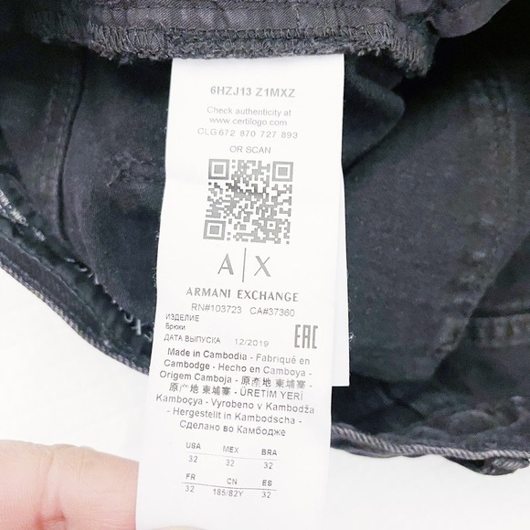 AX Armani Exchange Slim Black Denim Jeans J13 SZ32 - Picture 4 of 9